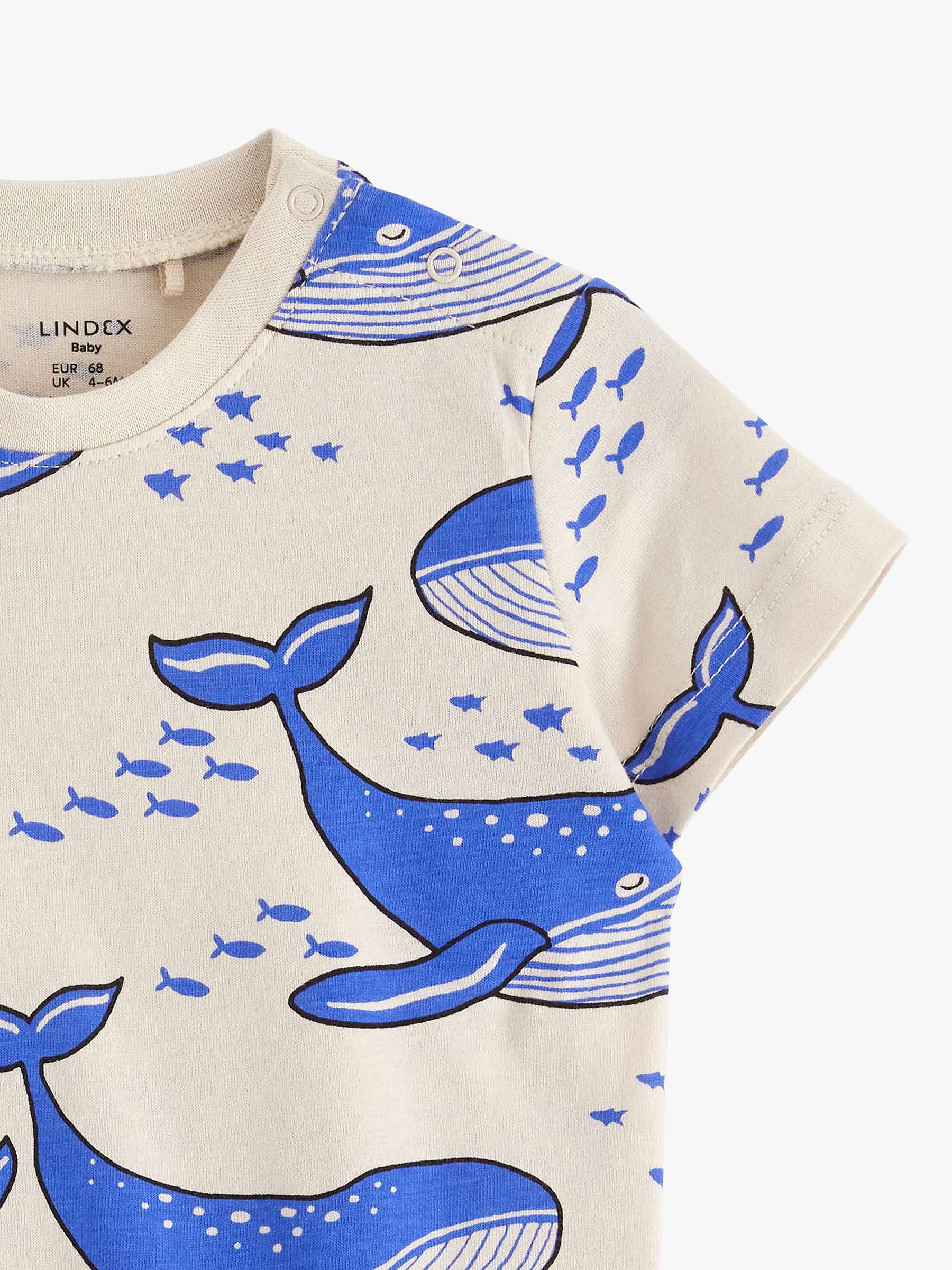 Buy Lindex Baby Organic Cotton Whale Print Short Sleeve Top, Light Beige/Blue Online at johnlewis.com