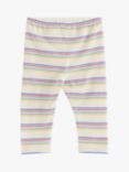 Lindex Baby Organic Cotton Blend Stripe Leggings, Light Beige/Multi