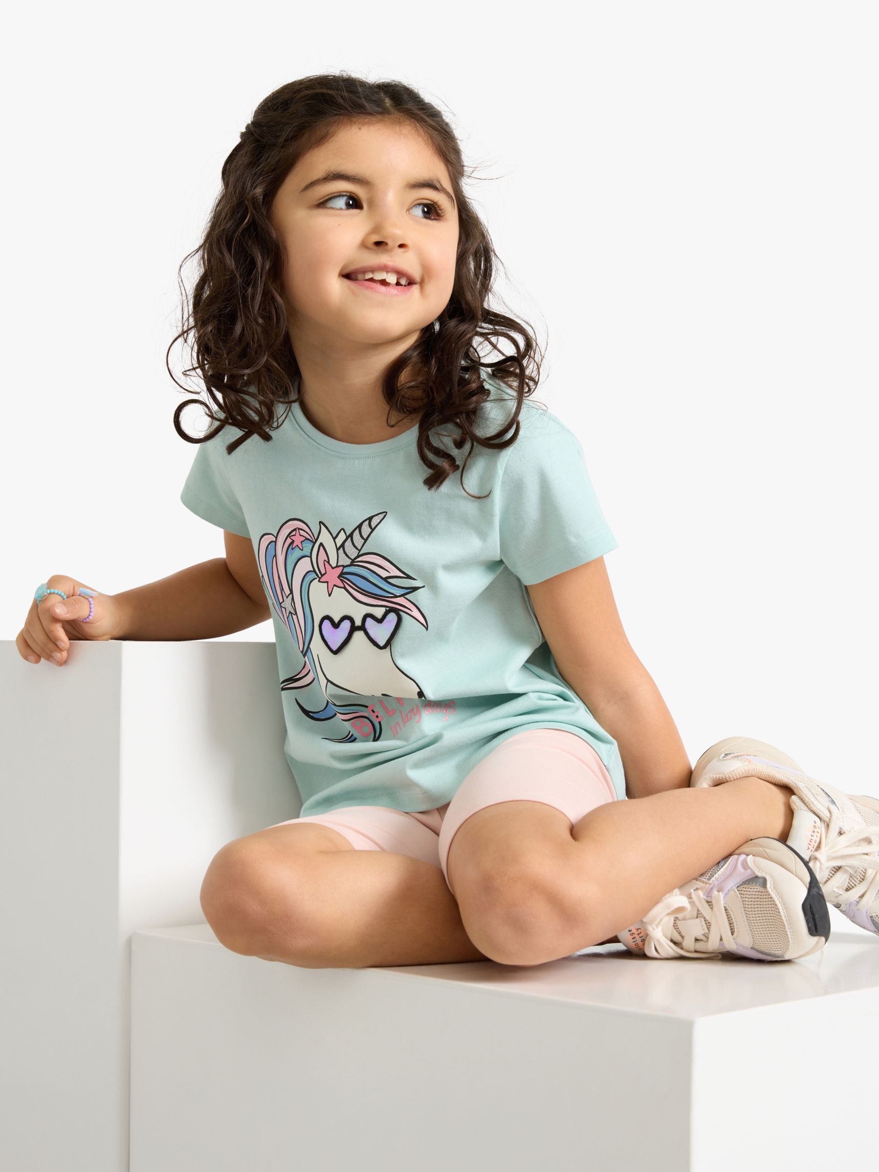 Lindex Kids' Unicorn T-Shirt, Blue/Multi, 7-8 years
