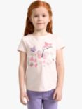 Lindex Kids' Butterfly Flower Print T-Shirt, Light Pink/Multi
