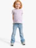 Lindex Kids' Organic Cotton Floral Print Pointelle Short Sleeve Top