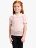 Lindex Kids' Organic Cotton Scollop Collar Pattern Knit Top, Light Pink