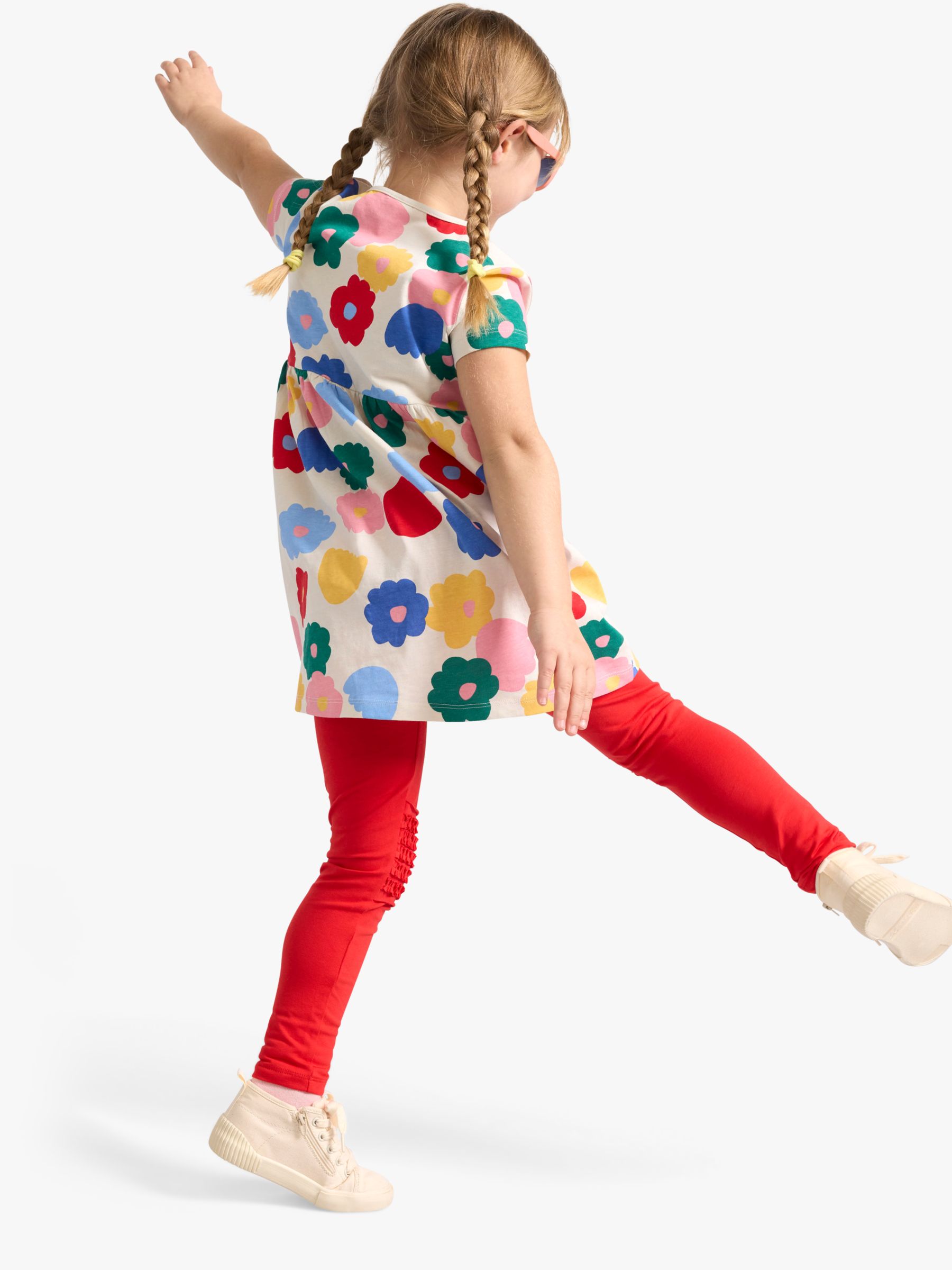 Lindex Kids' Short Sleeve Tunic Dress, Light Beige/Multi, 4-5 years