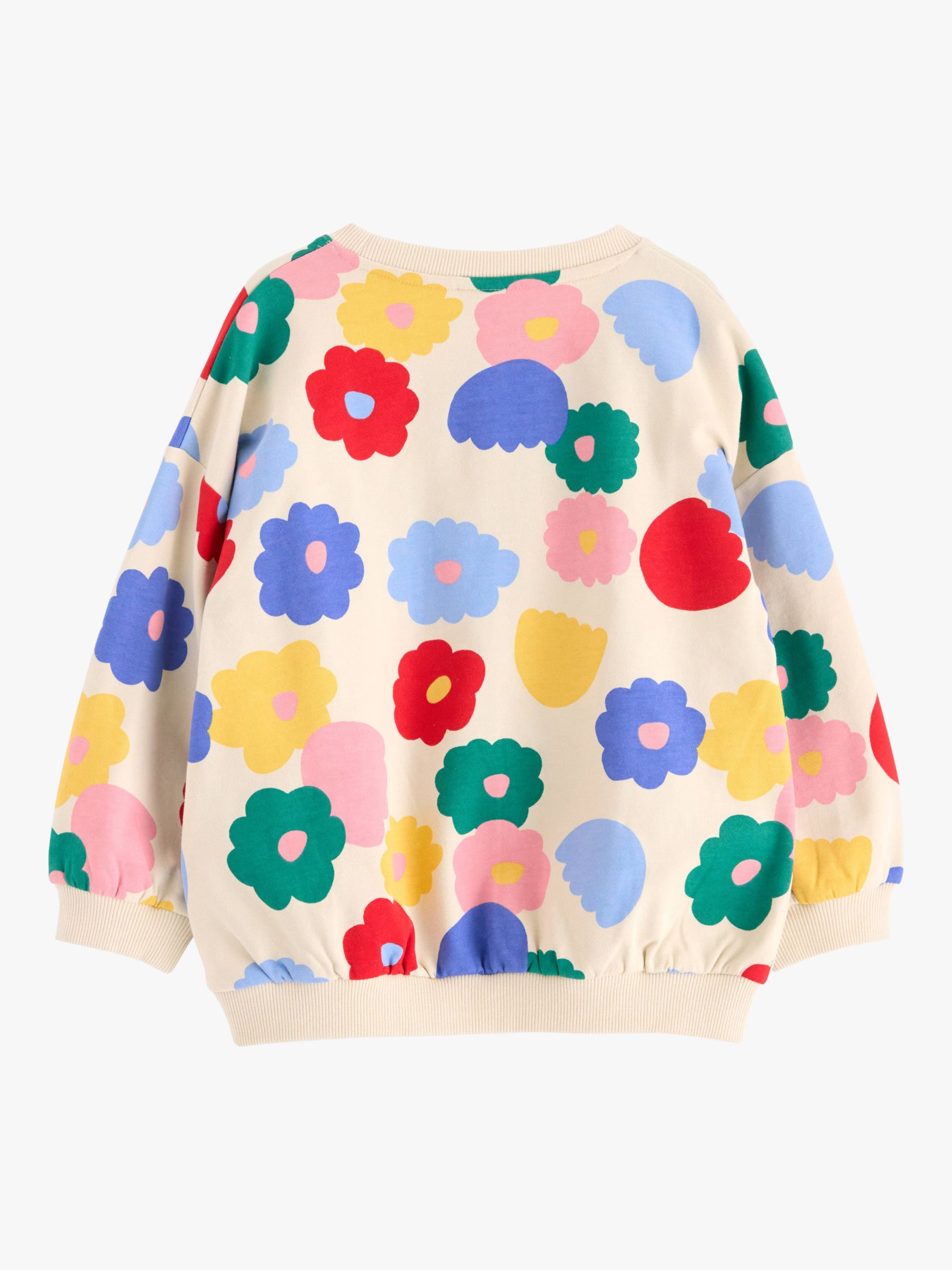 Lindex Kids' Organic Cotton Floral Print Sweatshirt, Light Beige, 7-8 years