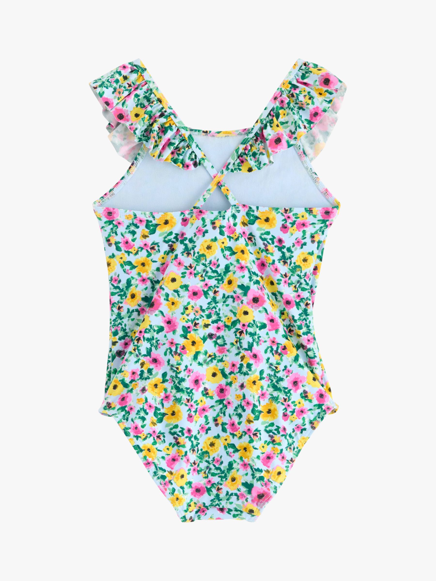 Lindex Kids' Floral Print Swimsuit, Light Blue/Multi, 4-6 years