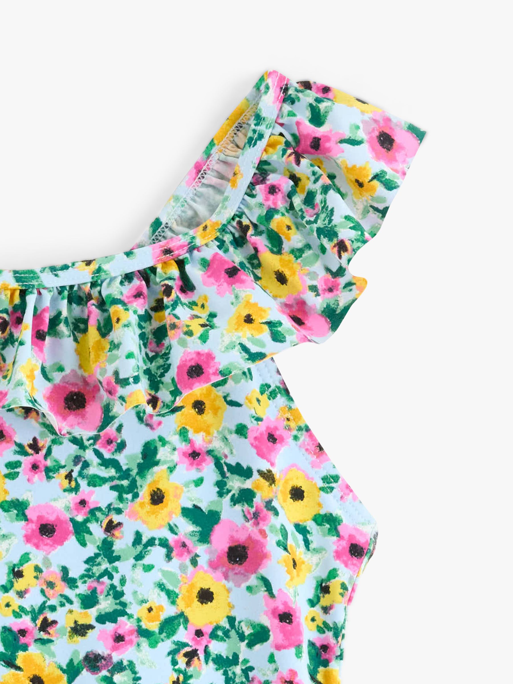 Lindex Kids' Floral Print Swimsuit, Light Blue/Multi, 4-6 years