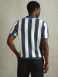 Reiss Paros Short Sleeve Textured Stripe Polo Shirt, Blue/White