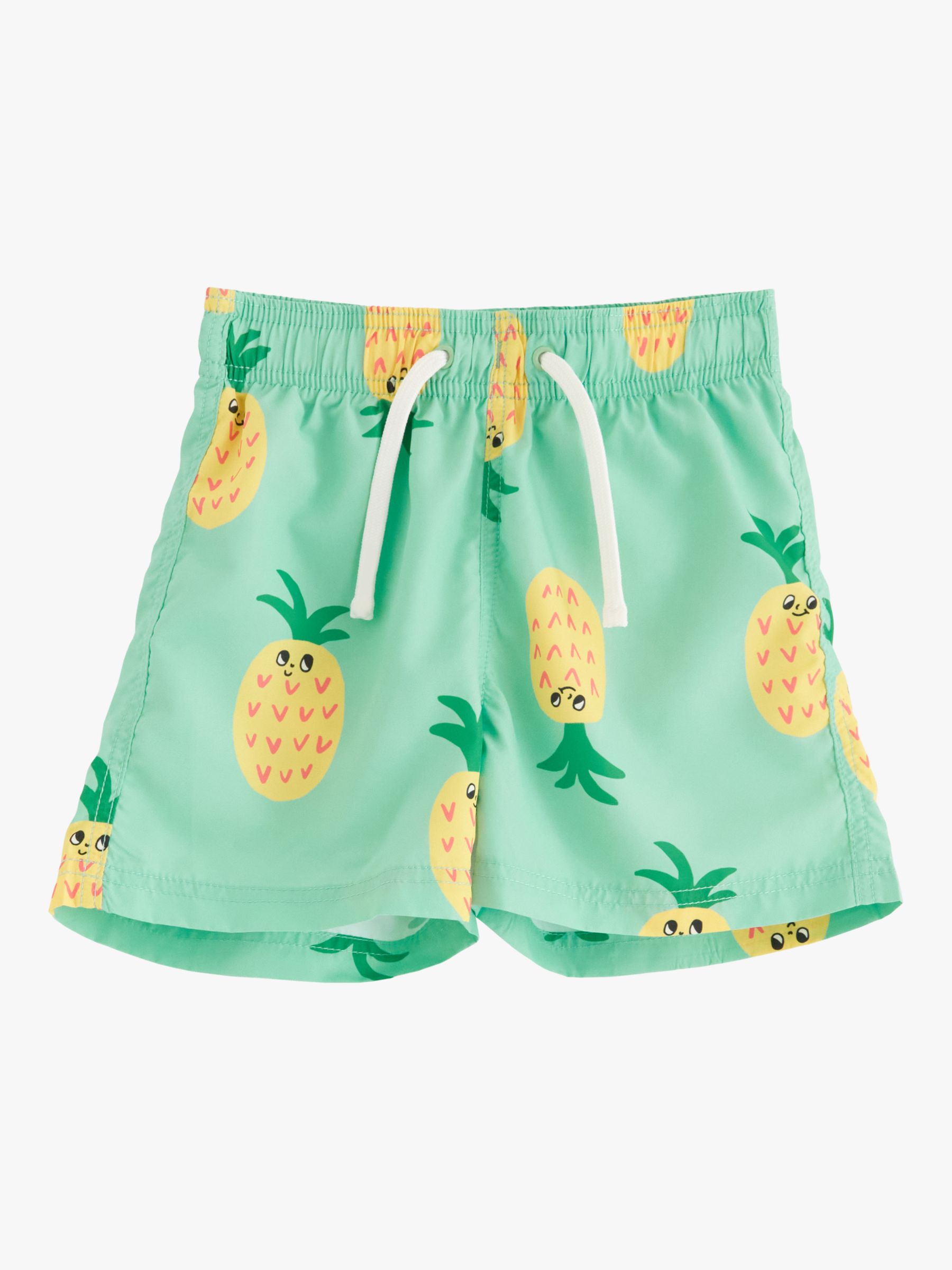 Lindex Kids' Playful Pineapple Print Swim Shorts, Light Green, 2-4 years