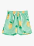 Lindex Kids' Playful Pineapple Print Swim Shorts, Light Green