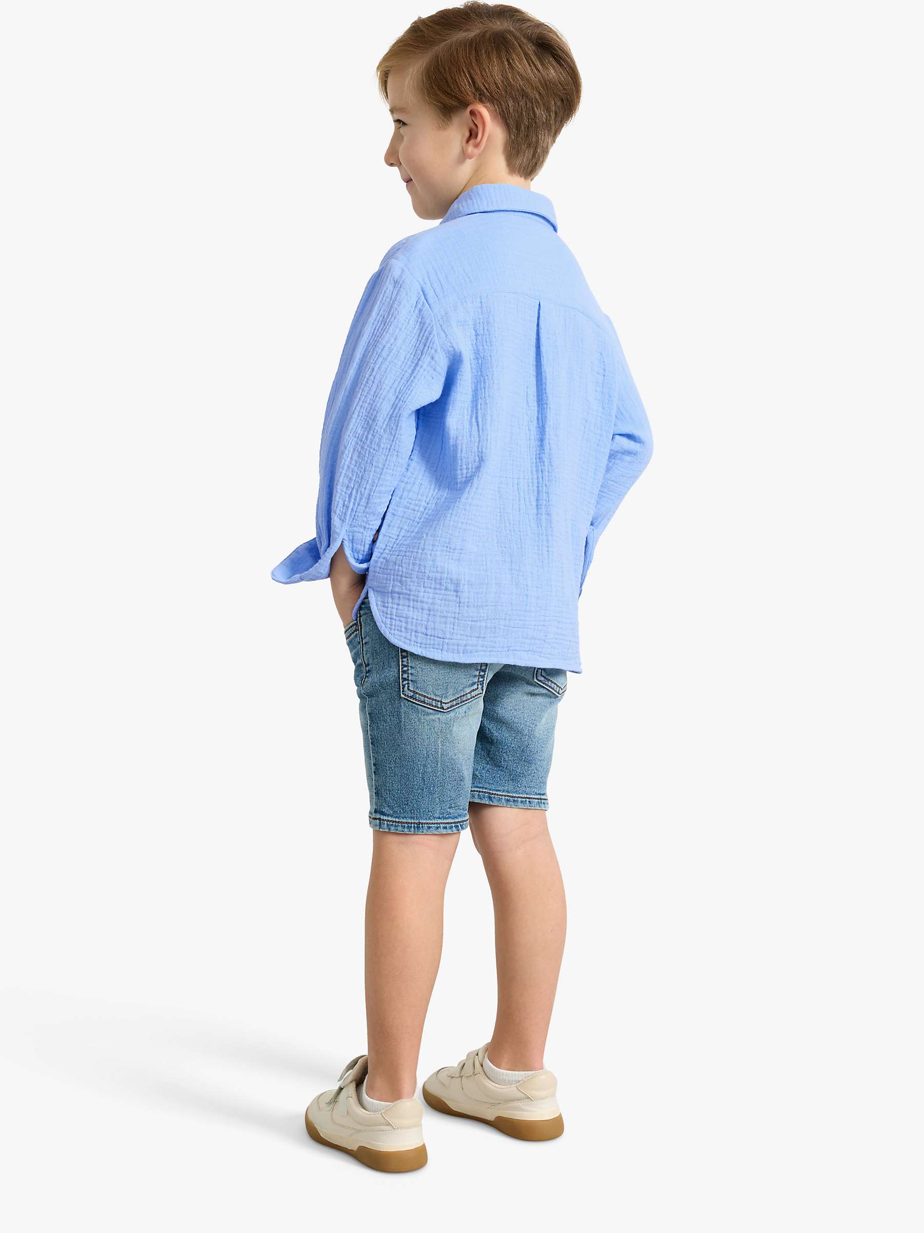Buy Lindex Kids' Organic Cotton Double Weave Shirt, Light Blue Online at johnlewis.com