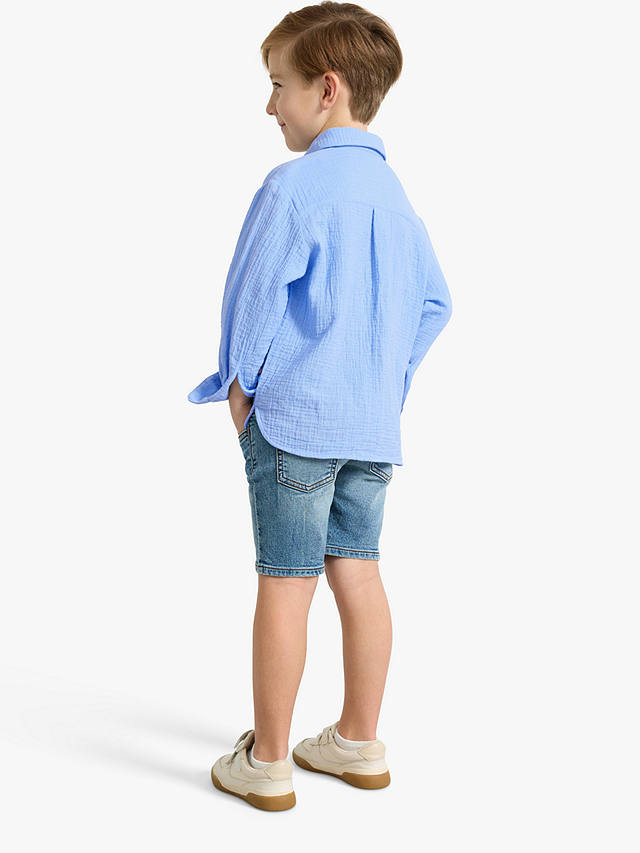 Lindex Kids' Organic Cotton Double Weave Shirt, Light Blue