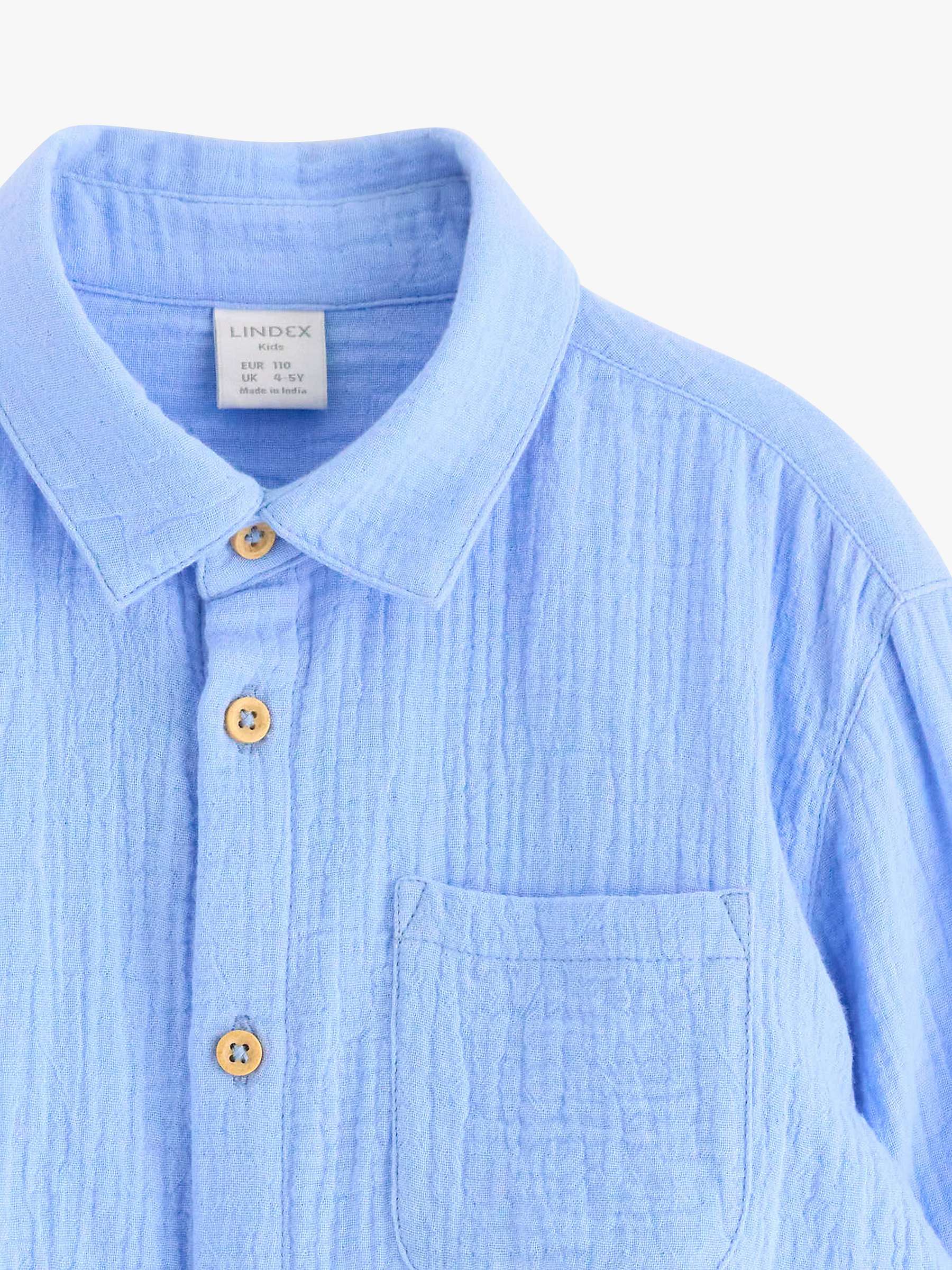 Buy Lindex Kids' Organic Cotton Double Weave Shirt, Light Blue Online at johnlewis.com