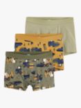Lindex Kids' Construction Vehicle Print Boxer Shorts, Pack of 3, Dusty Yellow/Multi