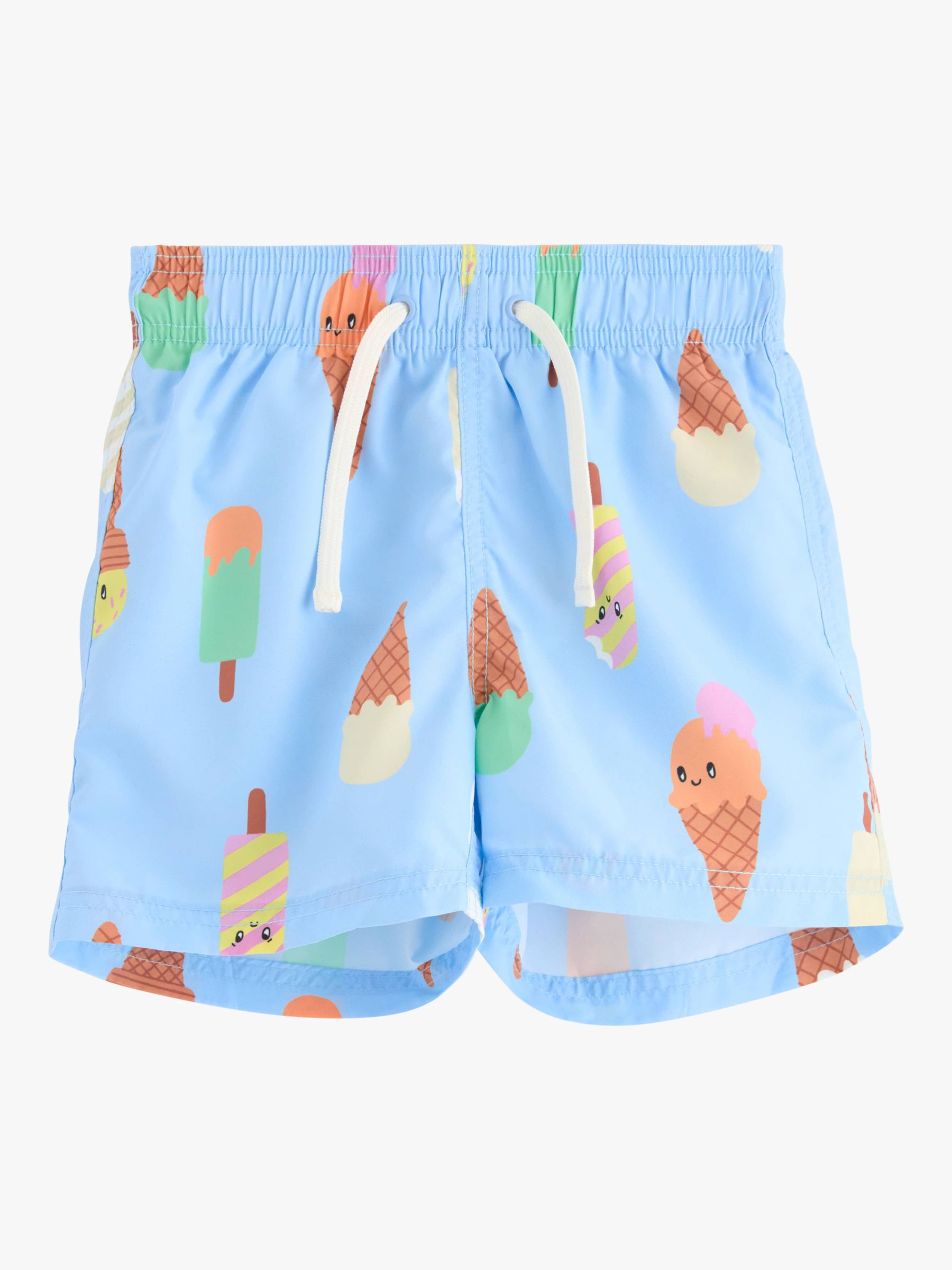 Lindex Kids' Ice Cream Print Swim Shorts, Light Blue/Multi, 2-4 years
