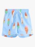 Lindex Kids' Ice Cream Print Swim Shorts, Light Blue/Multi