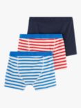Lindex Kids' Striped Boxers, Pack of 3, Red/Blue/White