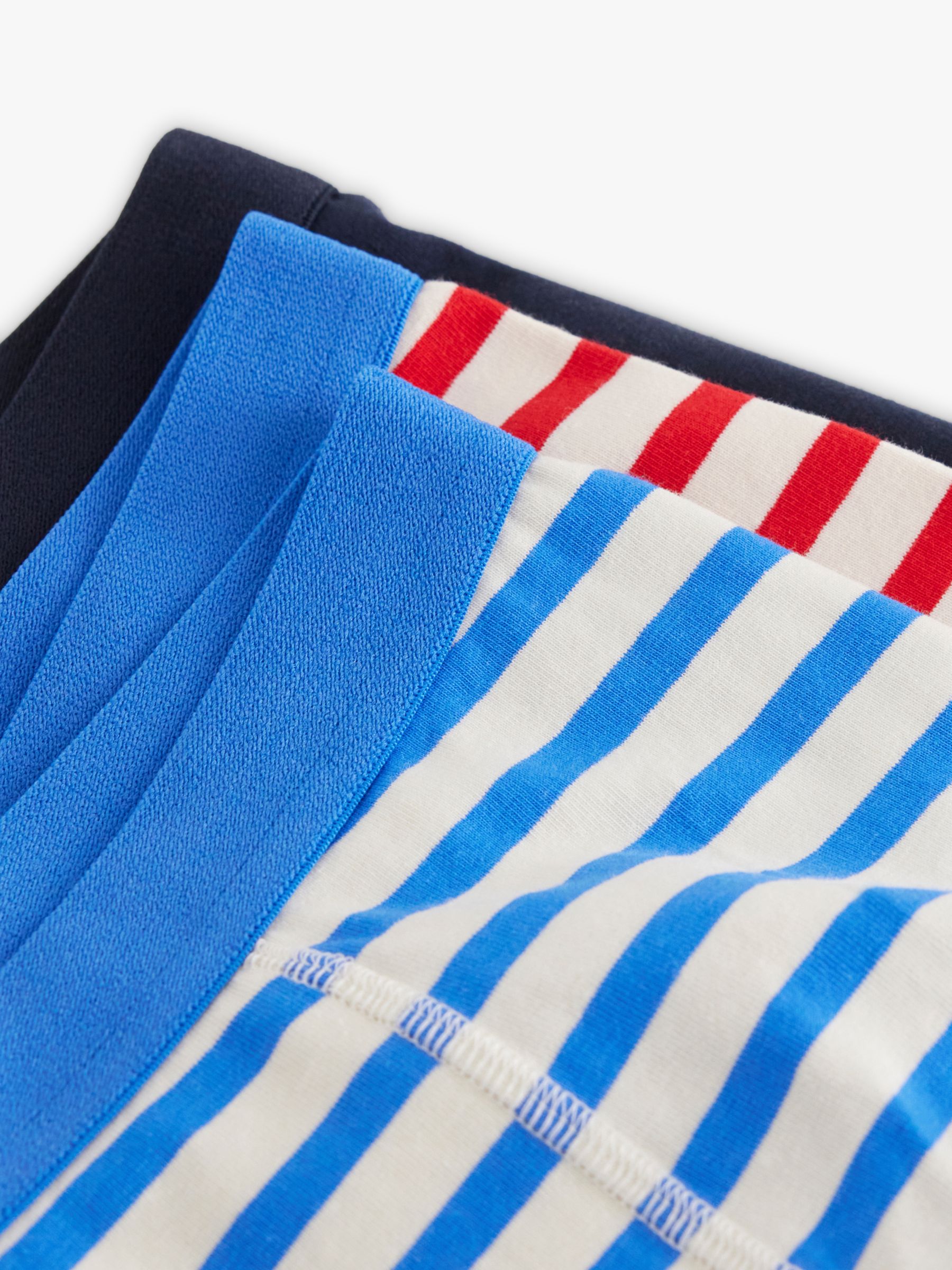 Lindex Kids' Striped Boxers, Pack of 3, Red/Blue/White, 6-8 years