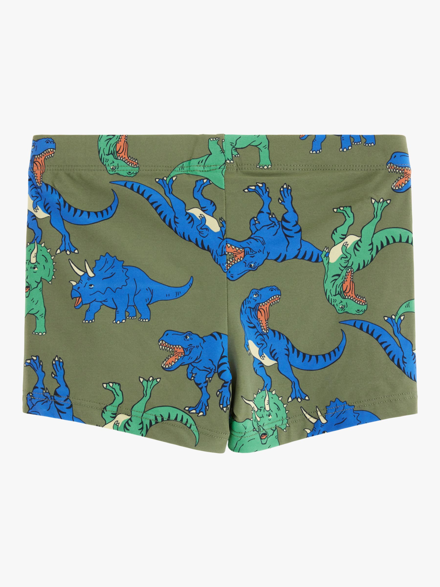 Lindex Kids' Dinosaur Print Swim Shorts, Khaki/Multi, 12-24 months