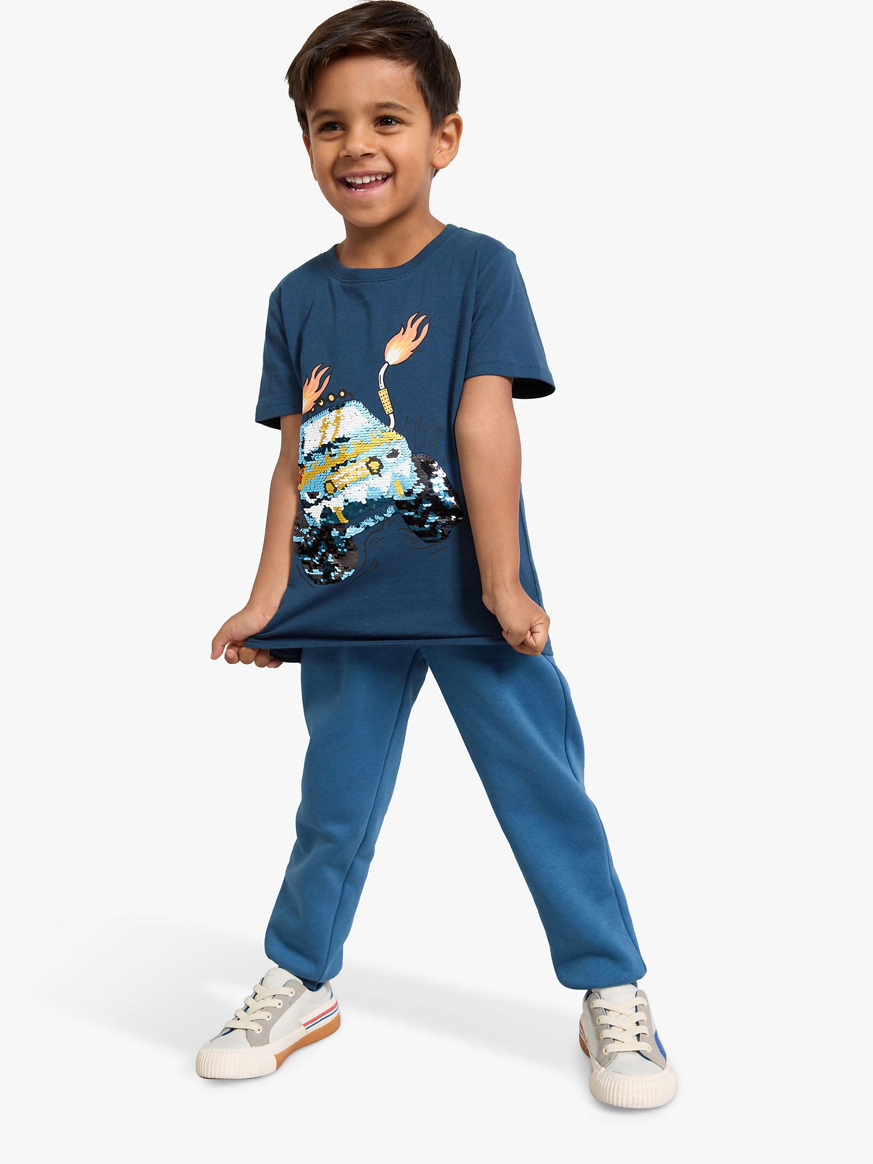Buy Lindex Kids' Monster Truck  Reversible Sequin Short Sleeve T-Shirt, Dark Blue Online at johnlewis.com