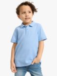 Lindex Kids' Organic Cotton Short Sleeve Polo Shirt, Light Blue