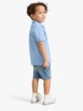 Lindex Kids' Organic Cotton Short Sleeve Polo Shirt, Light Blue