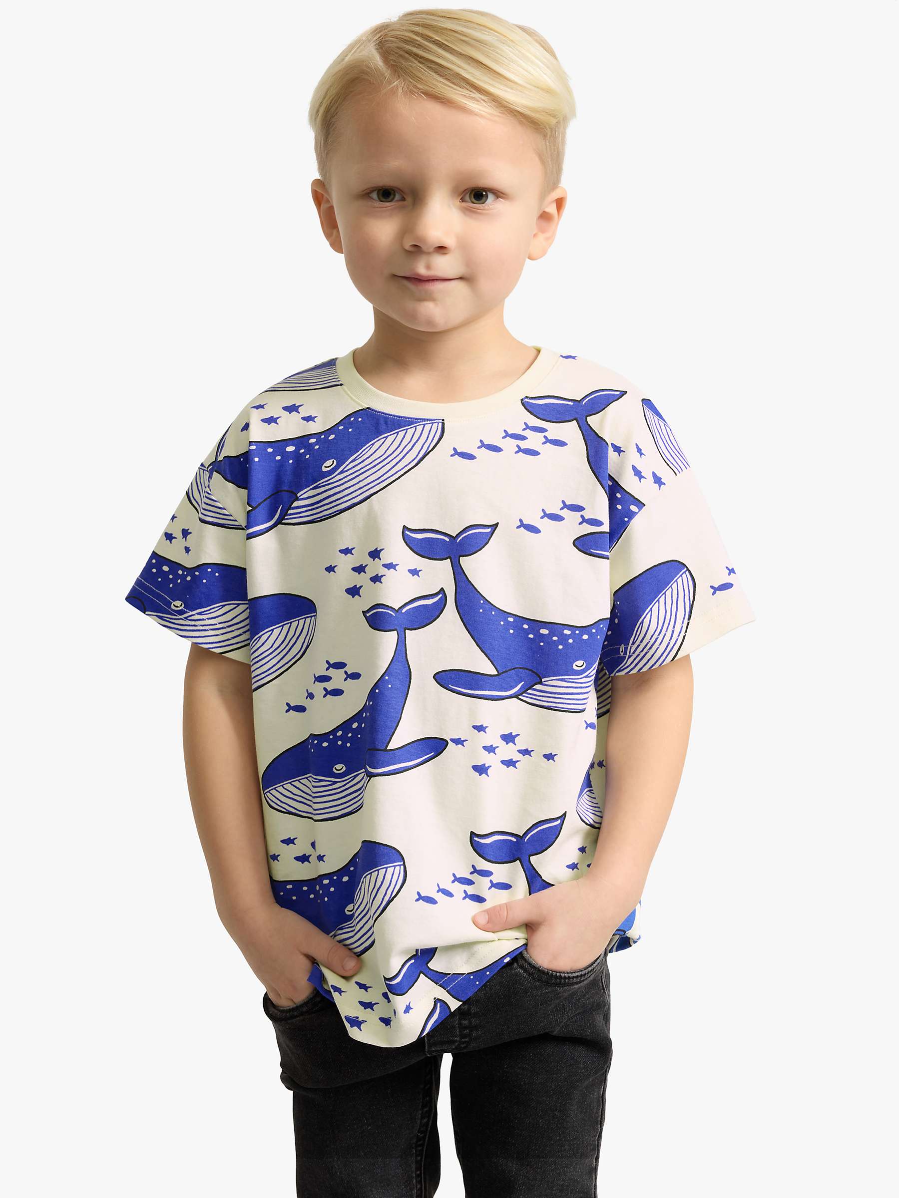Buy Lindex Kids' Whale Print Oversized T-Shirt, Light Beige Online at johnlewis.com