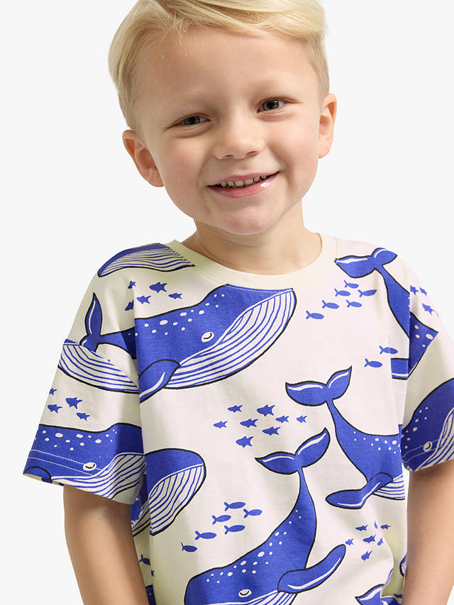 Lindex Kids' Whale Print Oversized T-Shirt, Light Beige
