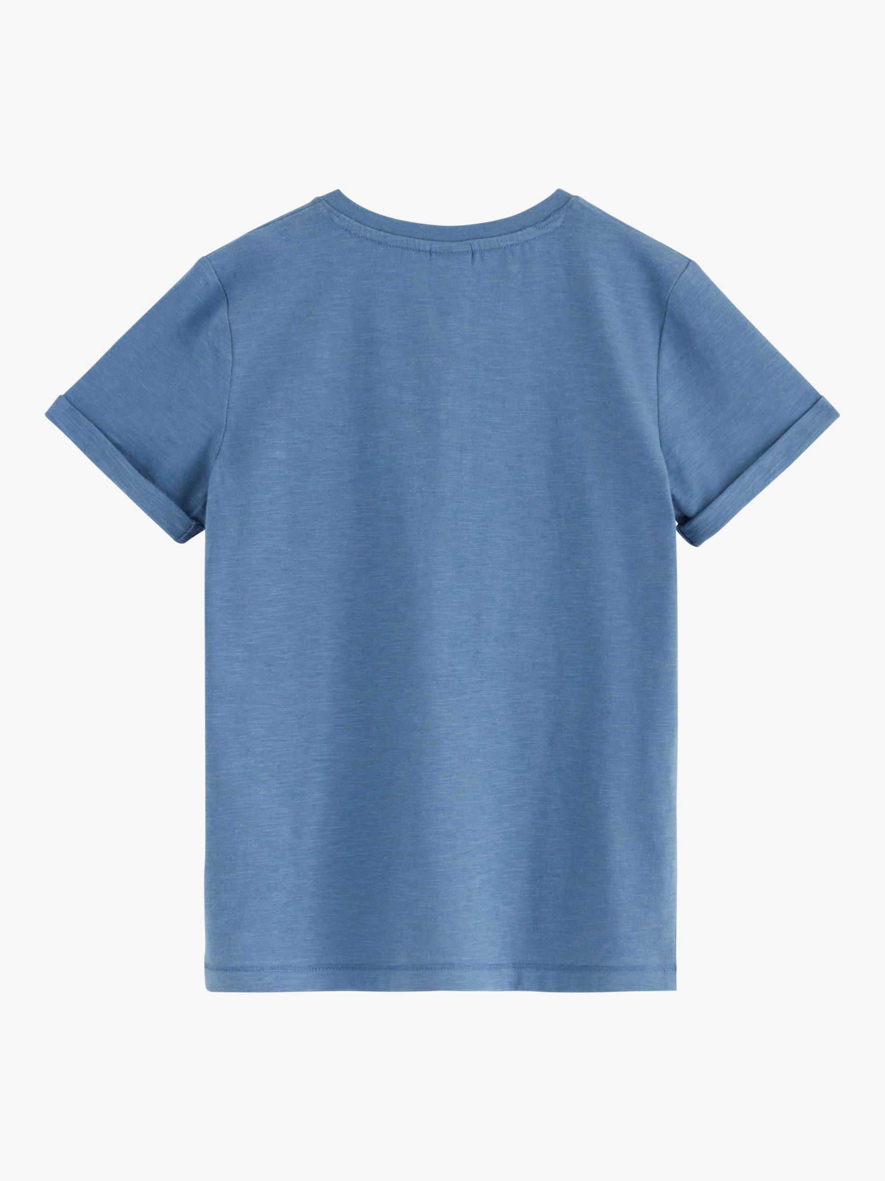 Lindex Kids' Organic Cotton Essential Short Sleeved Button Top, Dusty Blue, 18-24 months