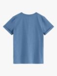 Lindex Kids' Organic Cotton Essential Short Sleeved Button Top, Dusty Blue