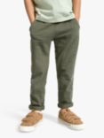 Lindex Kids' Organic Cotton Drawstring Jogger Trousers, Dark Dusty Khaki