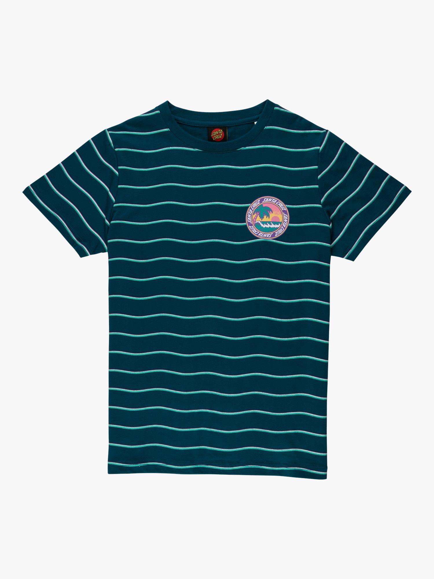 Santa Cruz Kids' Paradise Short Sleeve Stripe T-Shirt, Teal, 6-8 years