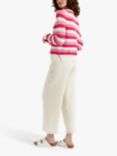 Chinti & Parker Crochet Stripe Cardigan, Pink/Cream
