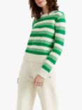 Chinti & Parker Crochet Stripe Jumper, Green/Cream