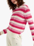 Chinti & Parker Crochet Stripe Jumper, Pink/Cream