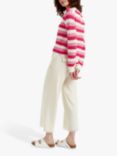 Chinti & Parker Crochet Stripe Jumper, Pink/Cream