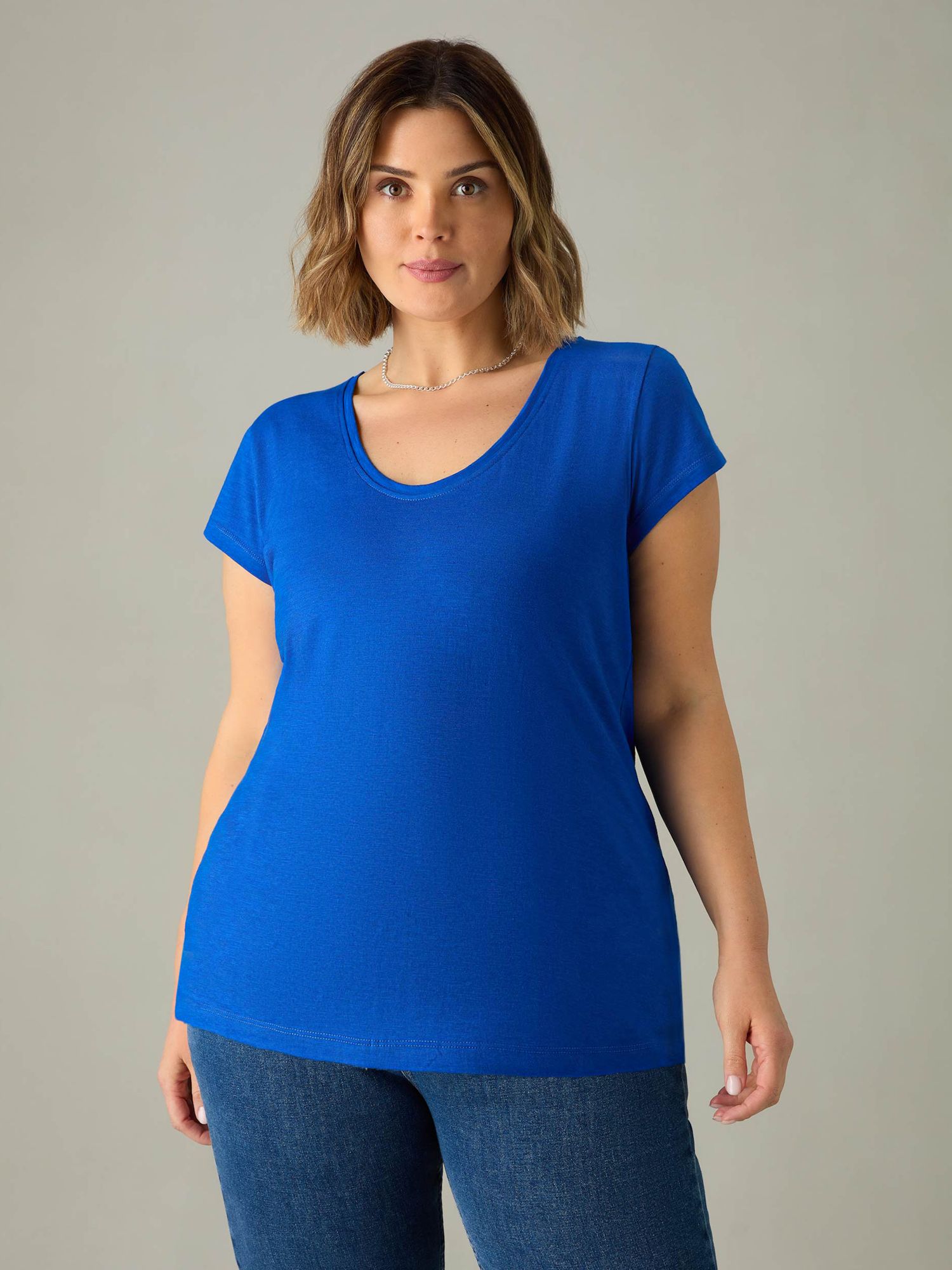 Live Unlimited Curve Cotton Slub Scoop Neck T-Shirt, Blue, 12