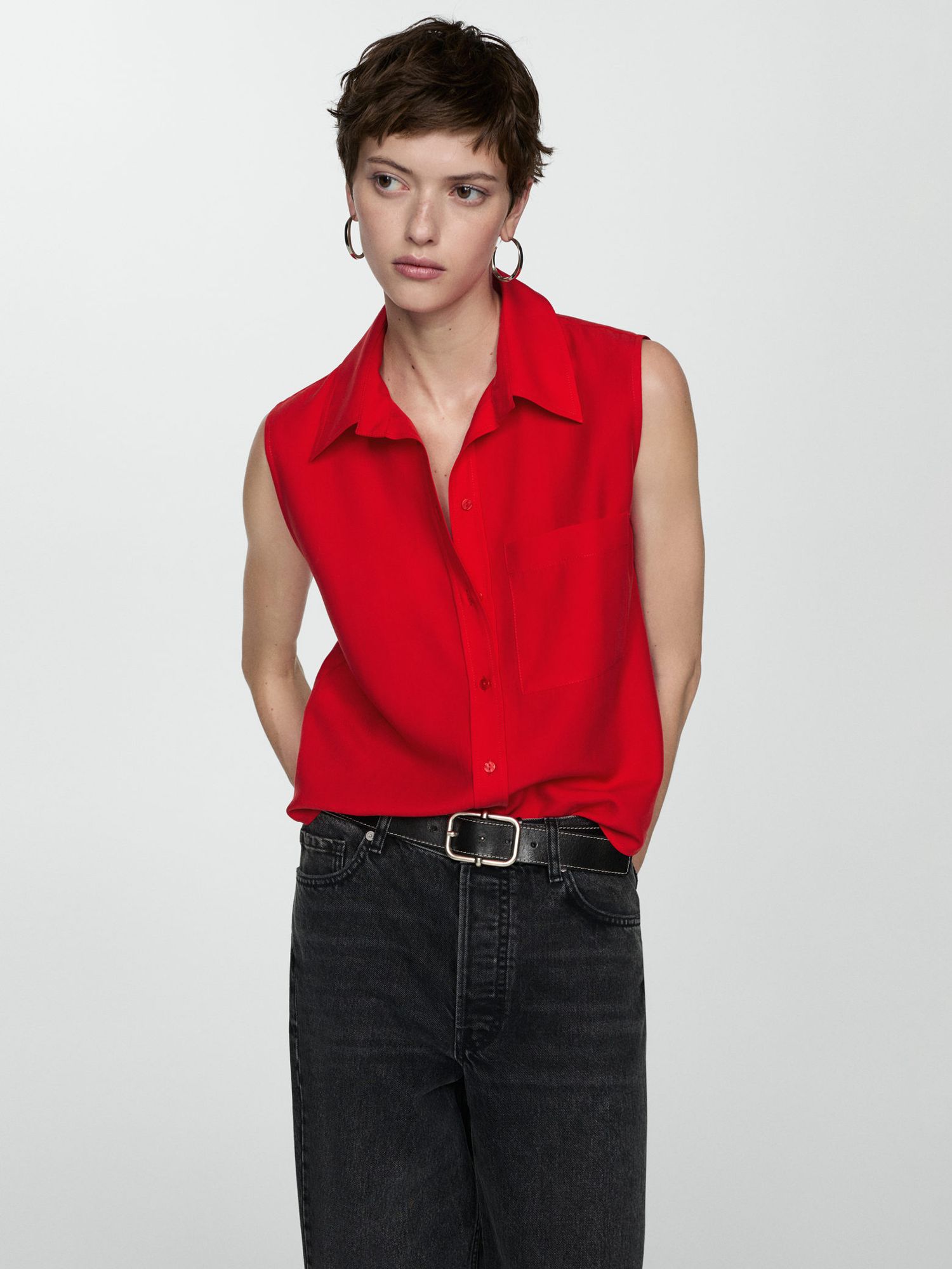 Mango Lim Sleevless Blouse, Red, 10