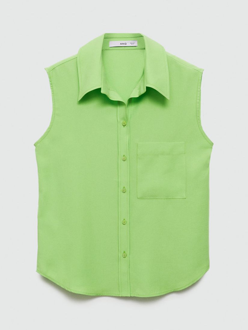 Mango Lim Lyocell Sleeveless Shirt, Green, 10