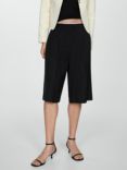 Mango Lago Linen Blend Bermuda Shorts, Black