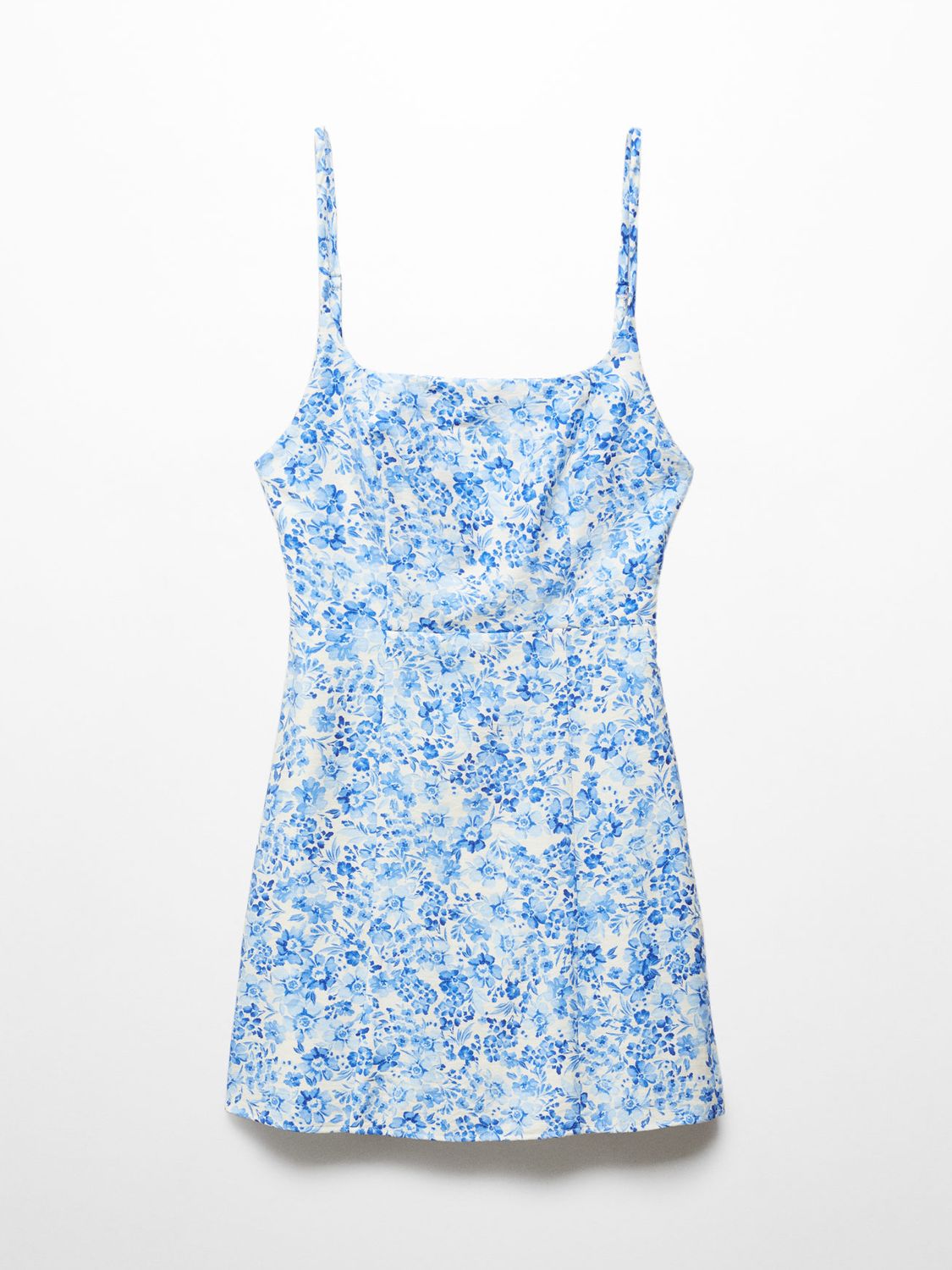 Mango Concha Floral Print Mini Dress, Medium Blue, 10