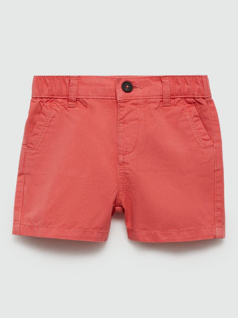 Mango Kids' Beliceb Slim Fit Cotton Chino Shorts, Bright Red