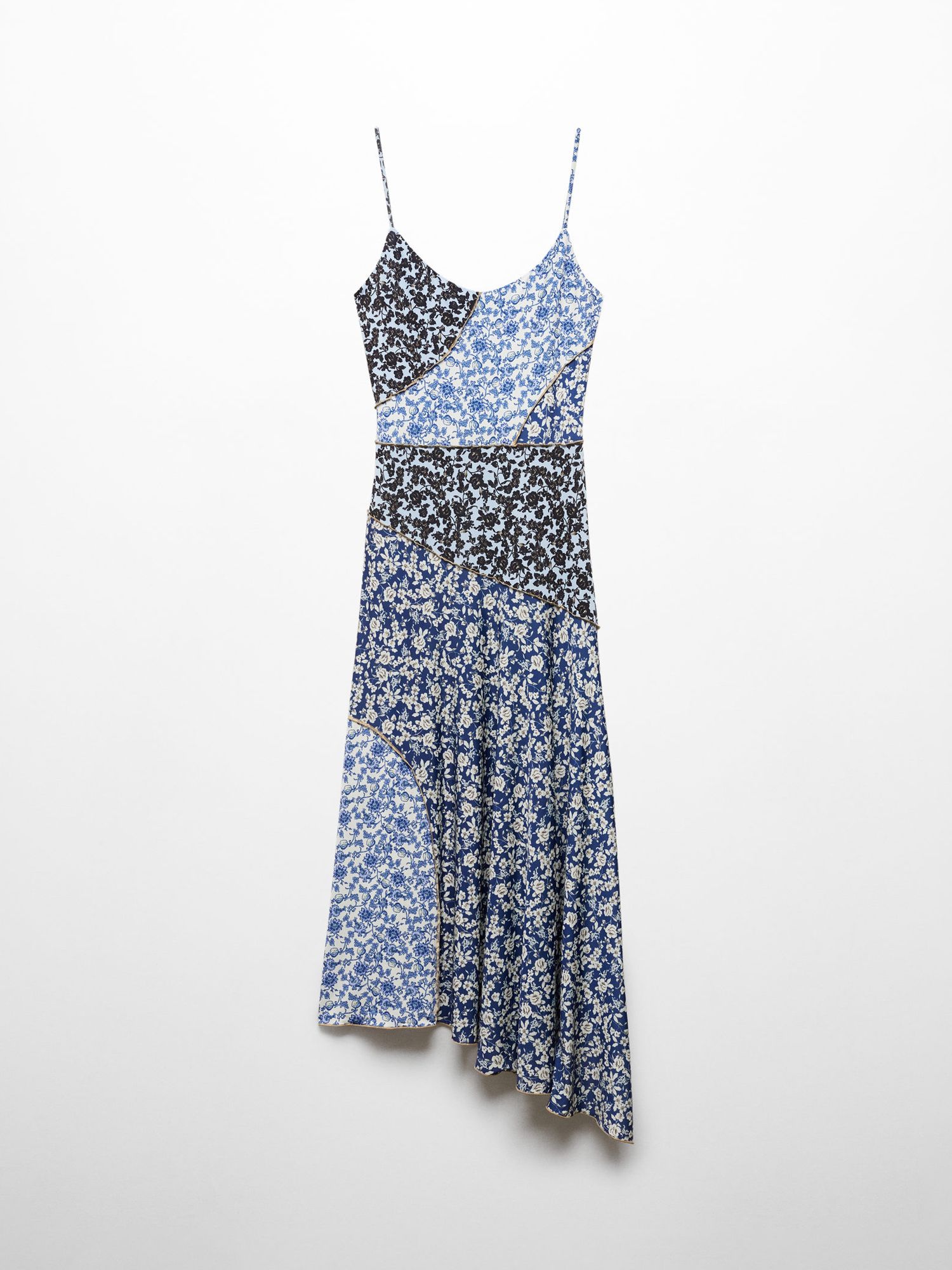 Mango Printed Flint Midi Dress, Blue/Multi, 10