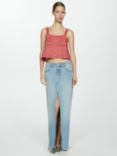 Mango Alicante Embroidered Cropped Cami Top, Rust