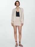 Mango Rodas Linen Mini Skirt, Light Pastel Grey