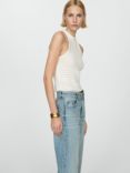 Mango Sant Sleeveless Openwork Knit Top, White