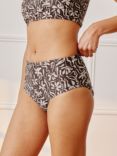 Albaray Brushstroke Print Bikini Bottoms, Cream/Brown