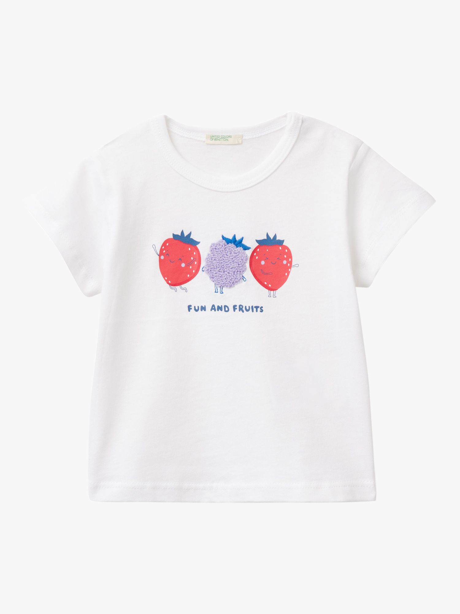 Benetton Baby Short Sleeve Strawberry T-Shirt, Optical White, 0-3 months