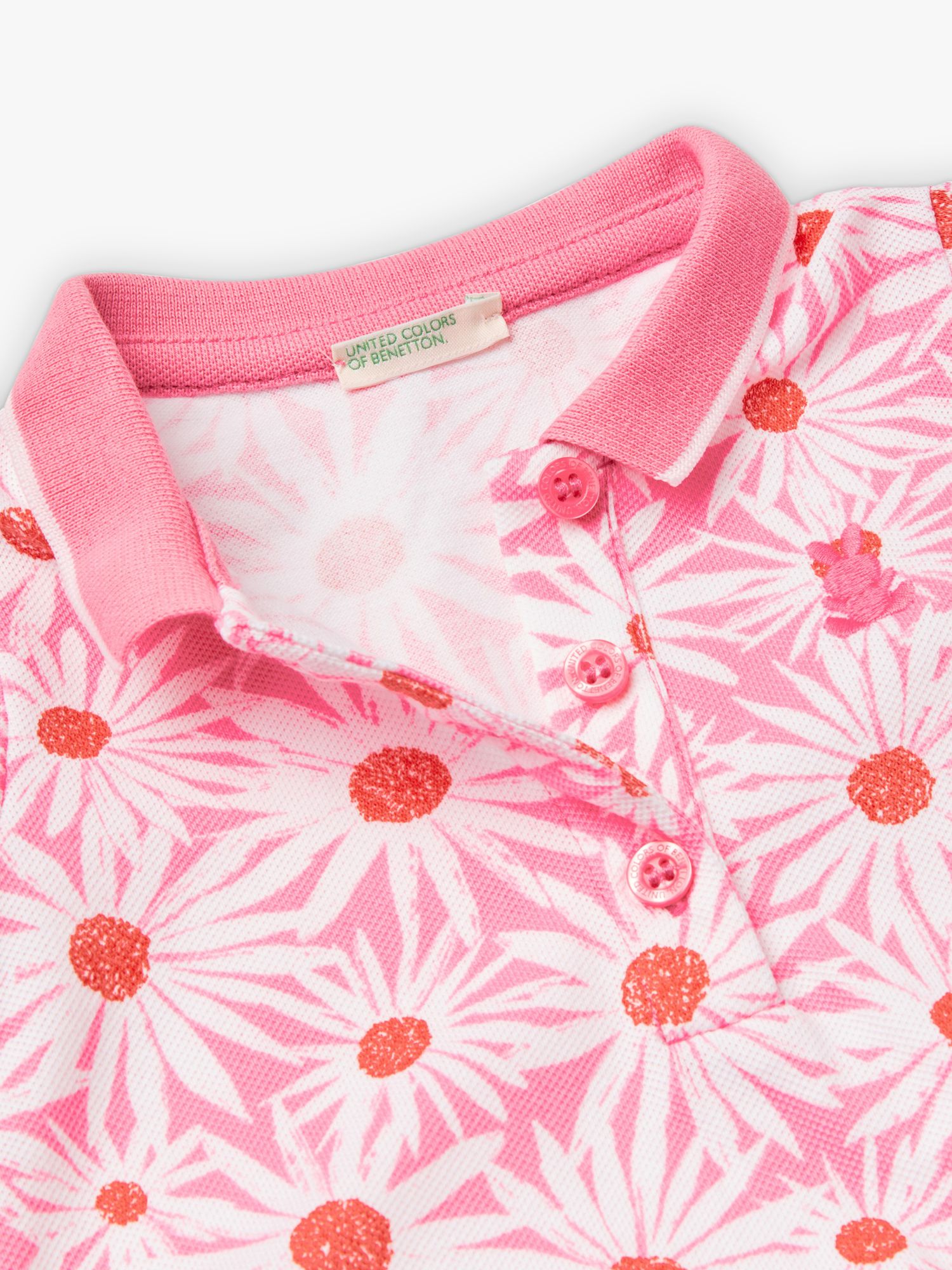 Benetton Baby Floral Print Piquet Dress, Pink, 0-3 months