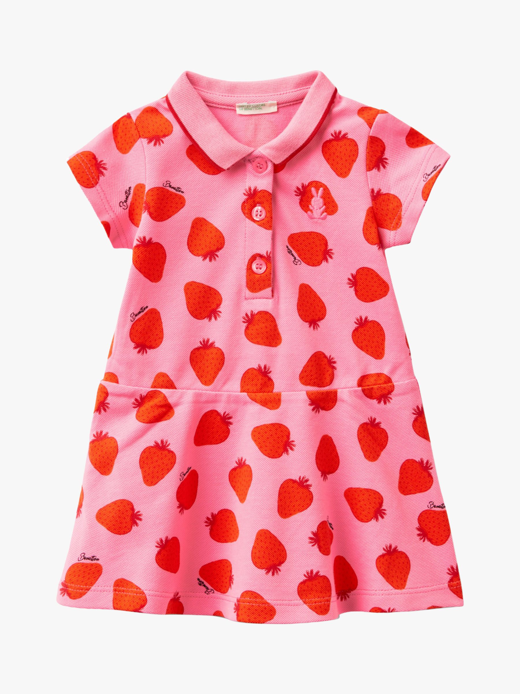 Benetton Baby Strawberry Print Dress, Pink/Multi, 0-3 months