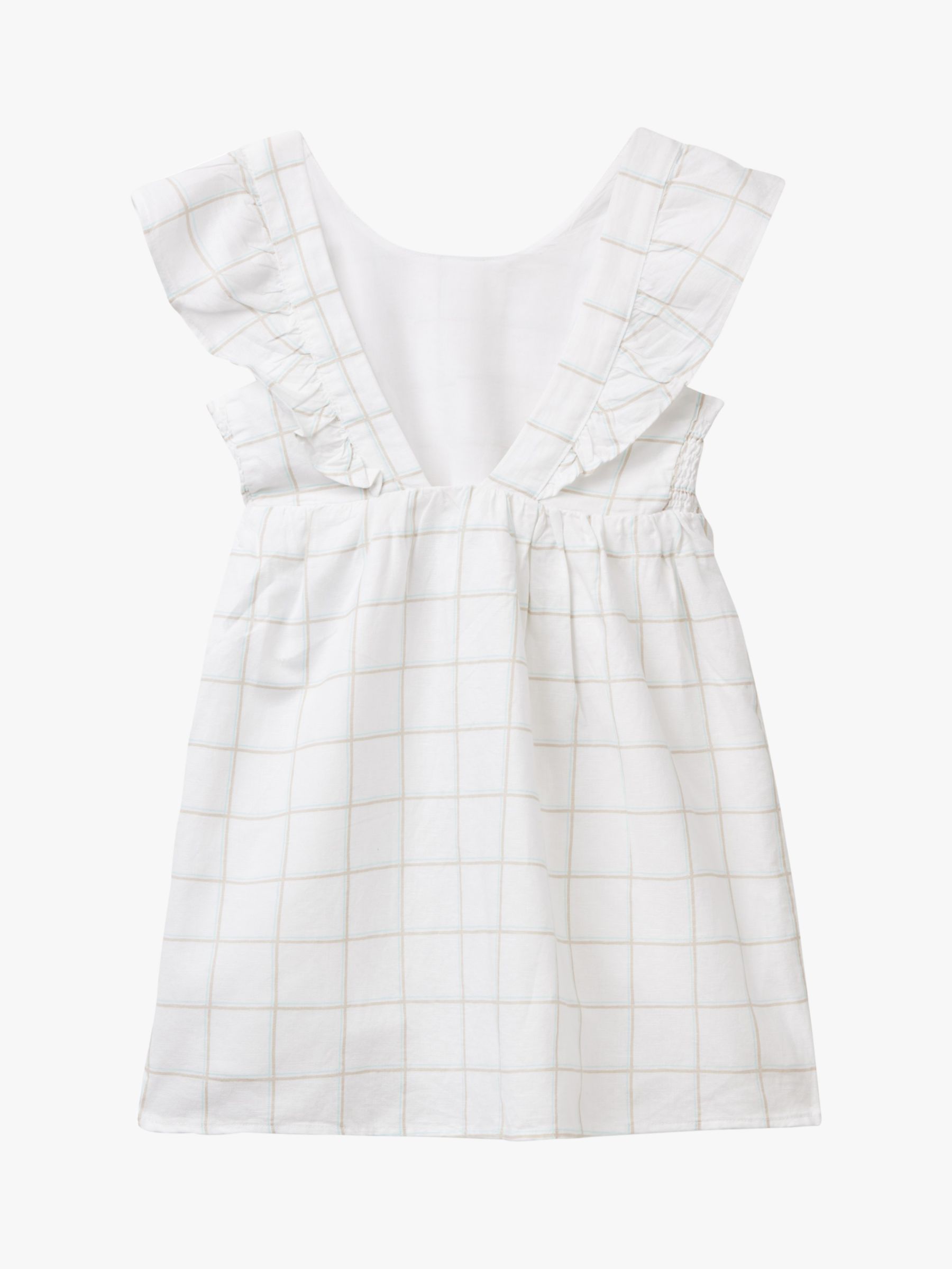 Buy Benetton Kids' Linen Blend Check Print Dress, Cream/Multi Online at johnlewis.com